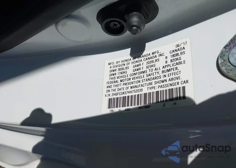 2017 Honda Civic Si z USA, uszkodzony, nr VIN 2HGFC3A57HH752039